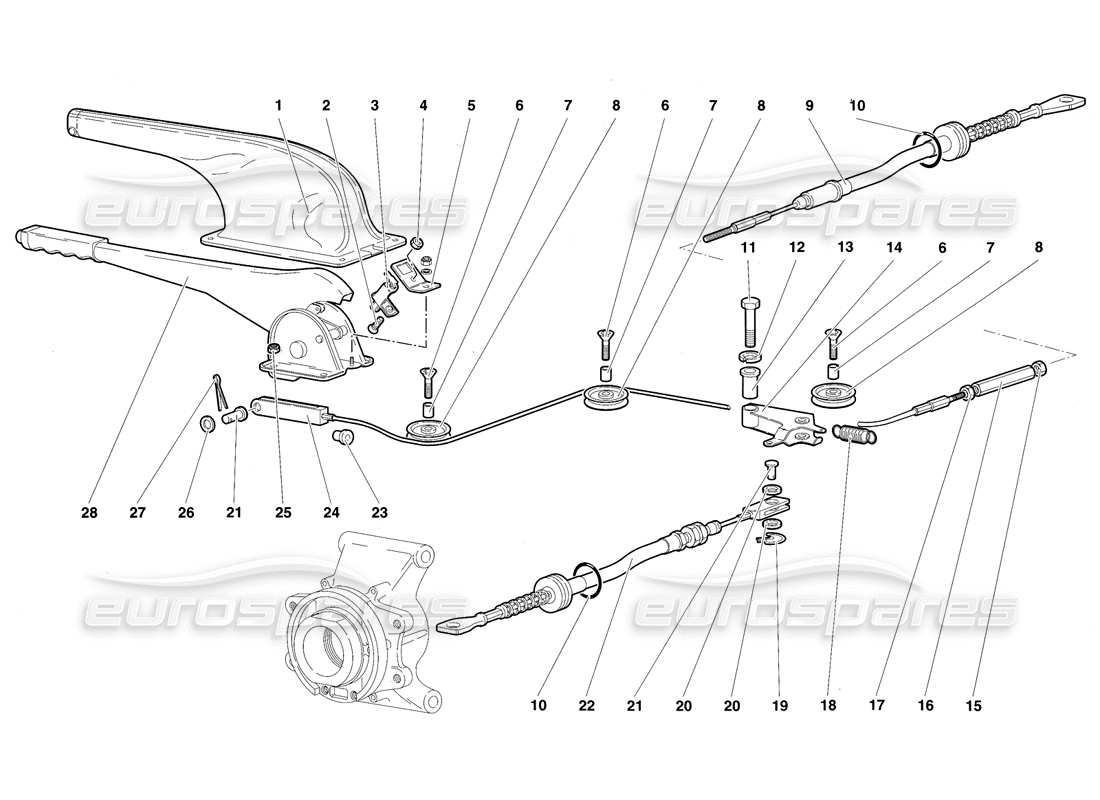 lamborghini diablo sv (1997) diagramma delle parti del freno a mano