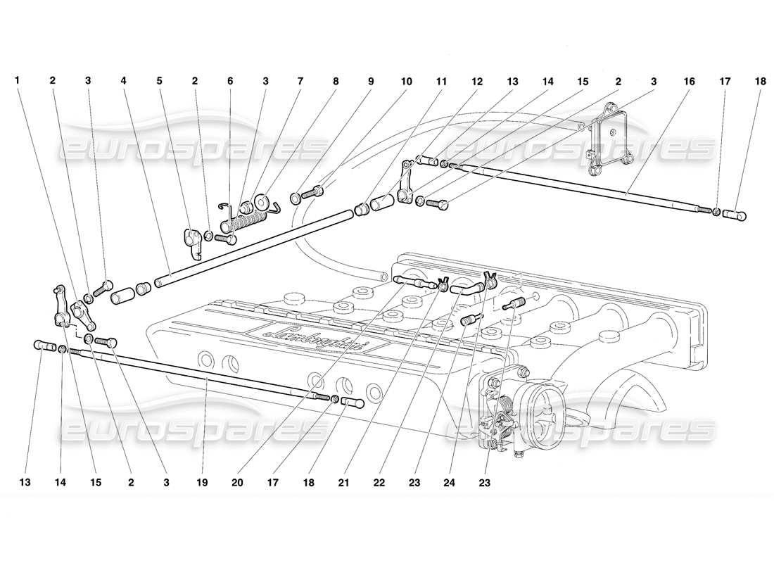 lamborghini diablo se30 (1995) diagramma delle parti dei cavi dell'acceleratore