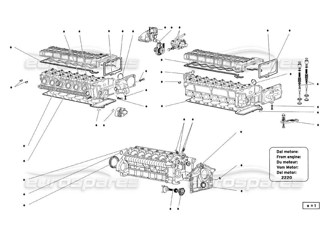 lamborghini diablo sv (1999) kit guarnizioni coperchio diagramma delle parti