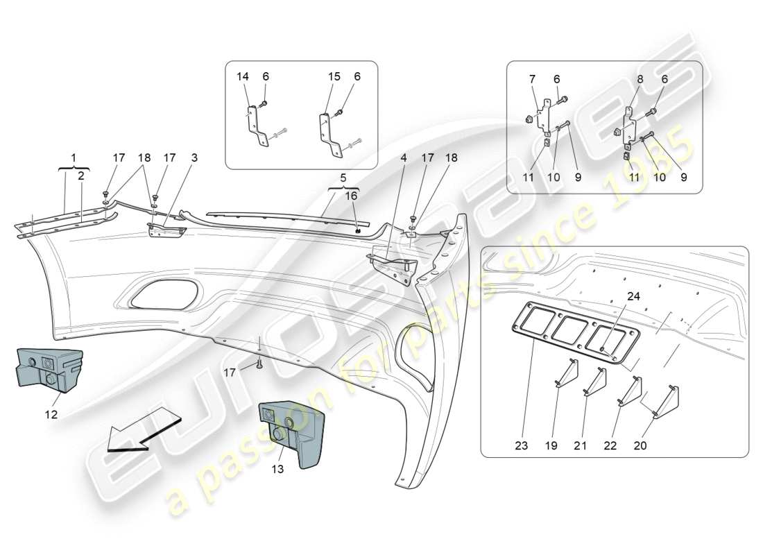 maserati granturismo (2013) schema delle parti paraurti posteriore