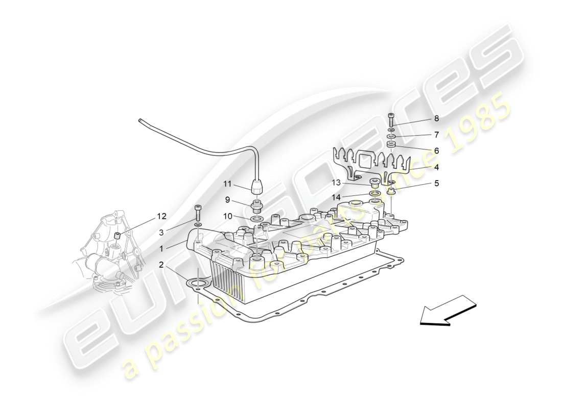 maserati granturismo (2011) diagramma delle parti dello scambiatore di calore