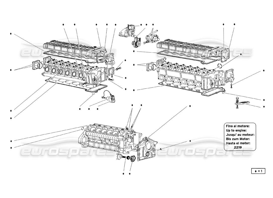 lamborghini diablo sv (1999) schema delle parti del kit guarnizioni del coperchio