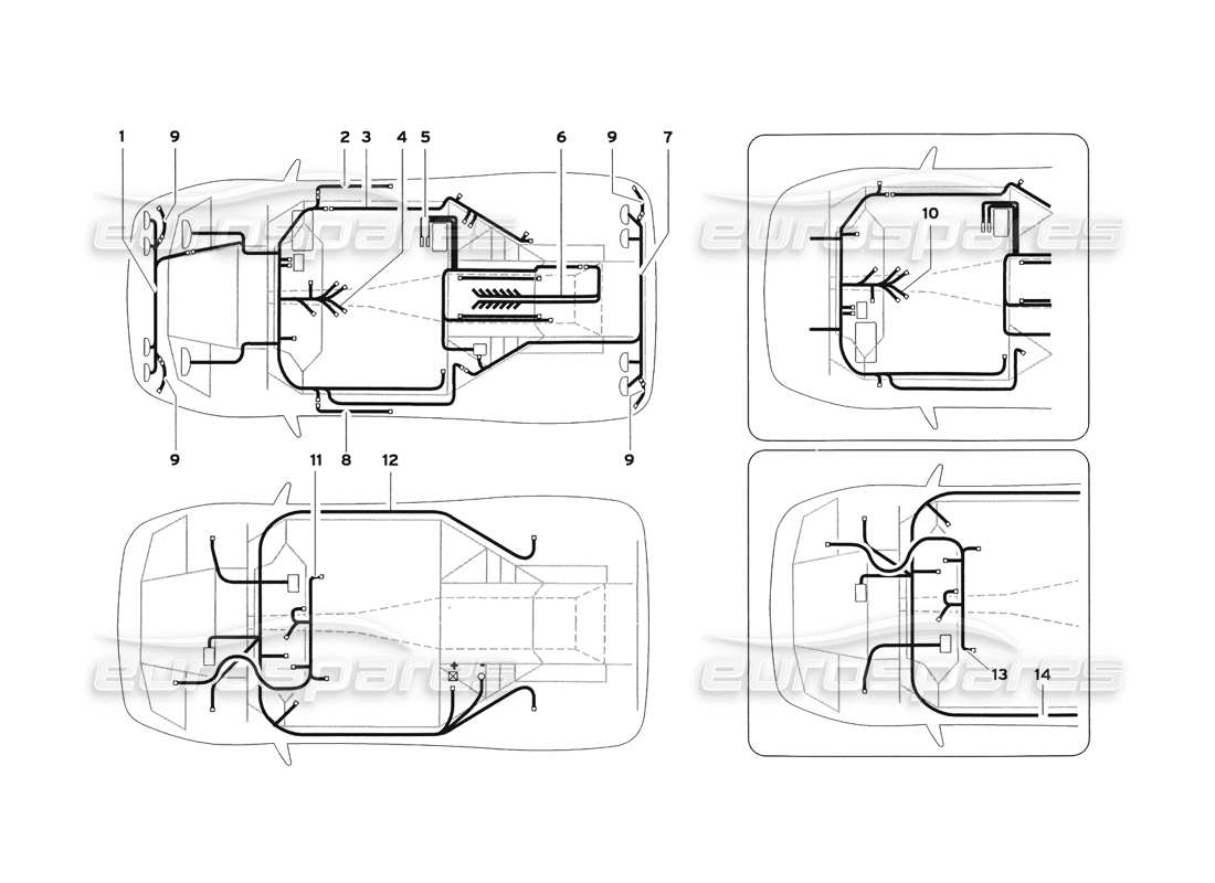 lamborghini diablo sv (1999) schema delle parti dell'impianto elettrico