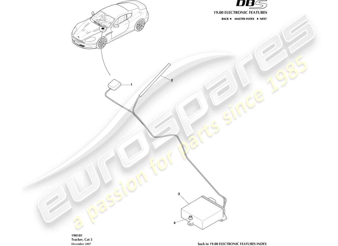 aston martin dbs (2010) tracker teilediagramm