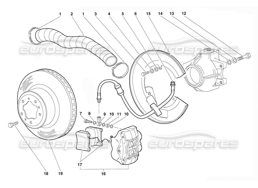 lamborghini diablo (1991) freni anteriori diagramma delle parti