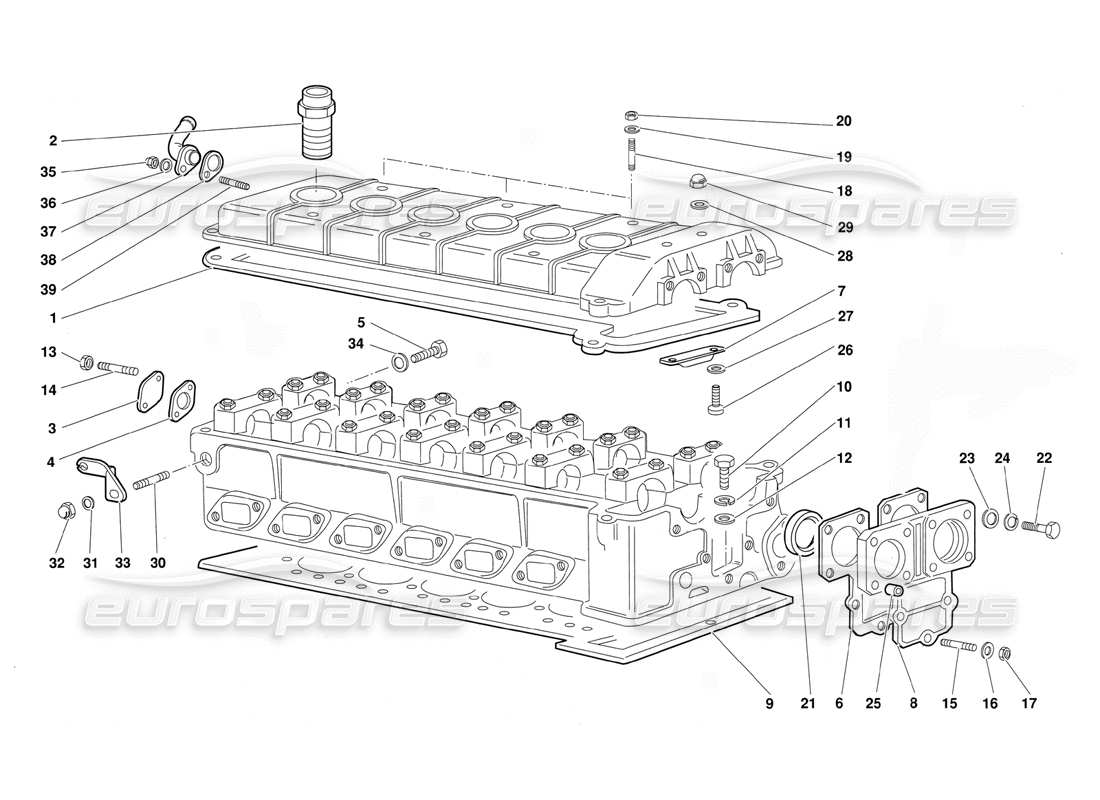 lamborghini diablo (1991) accessori per diagramma delle parti della testata destra