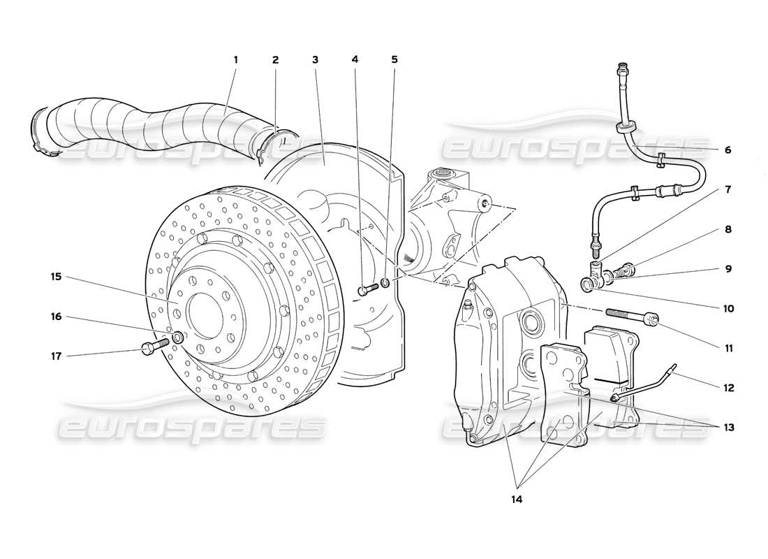 lamborghini diablo sv (1999) diagramma delle parti dei freni anteriori