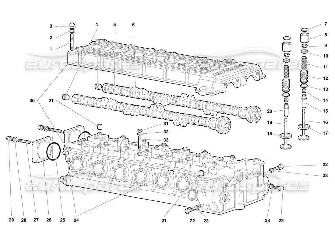 lamborghini diablo sv (1997) testata sinistra diagramma delle parti