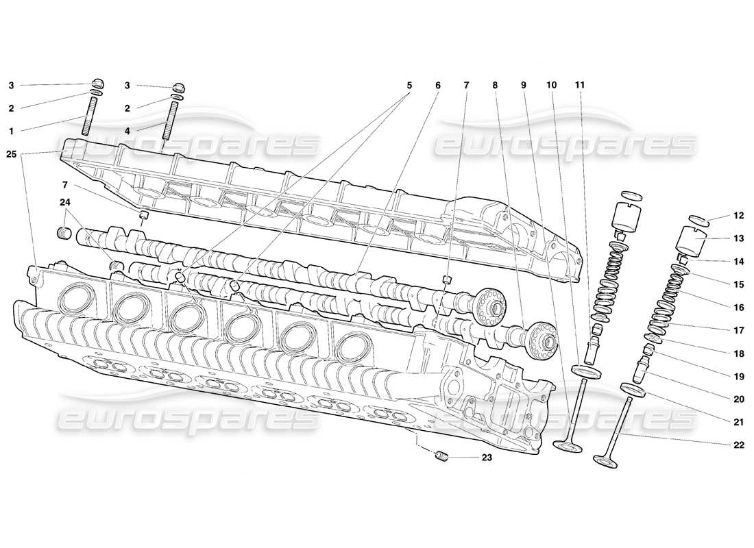 lamborghini diablo se30 (1995) schema delle parti della testata sinistra