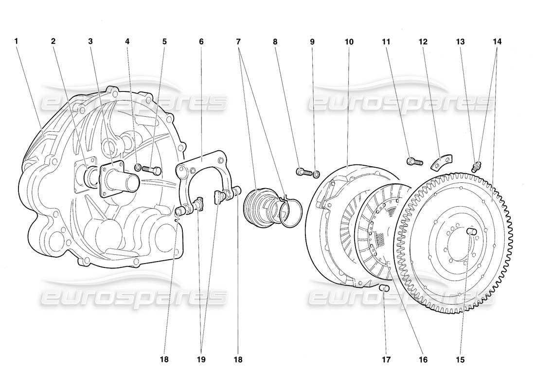 lamborghini diablo se30 (1995) diagramma della parte della frizione