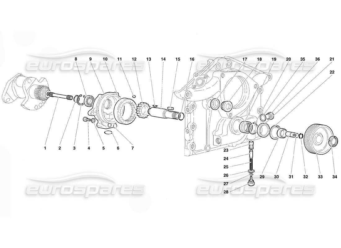 lamborghini diablo se30 (1995) diagramma delle parti della pompa dell'olio motore