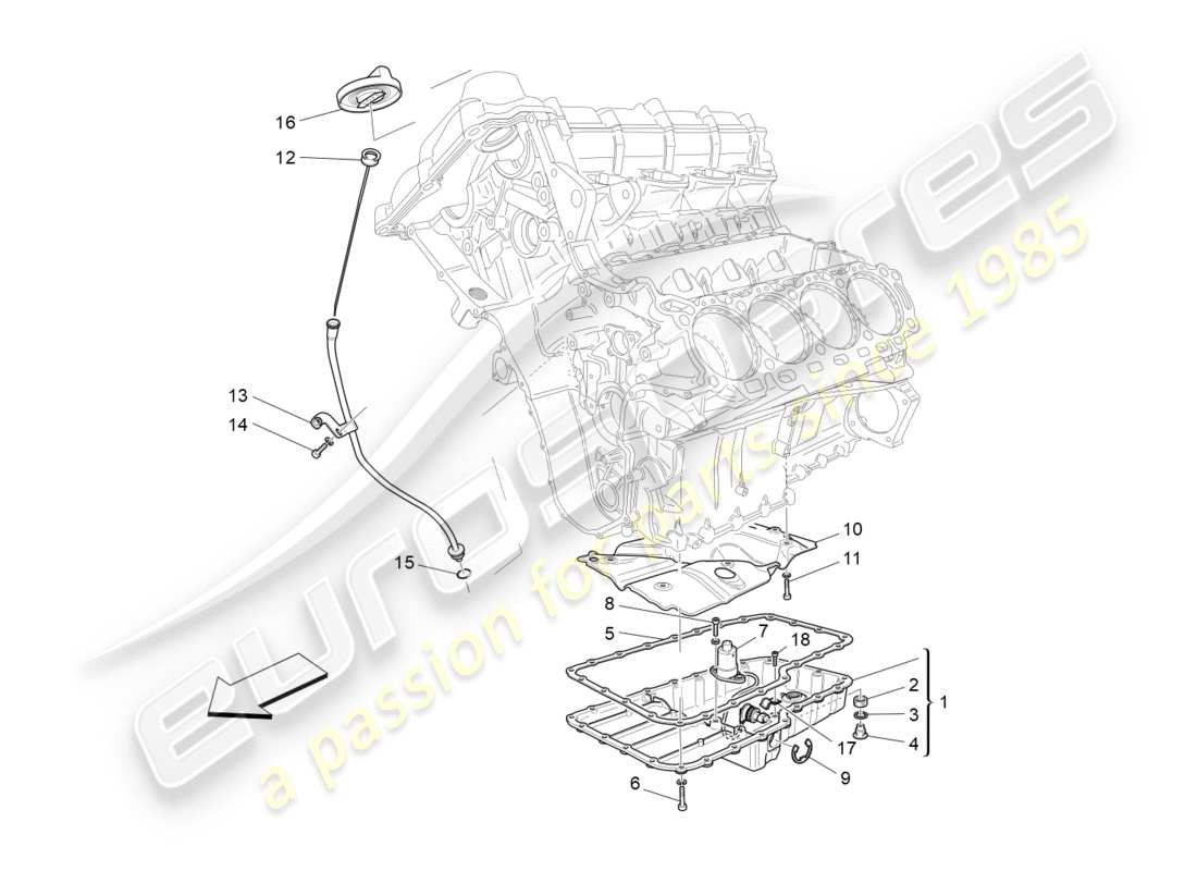 maserati granturismo (2013) sistema di lubrificazione: circuito e raccolta diagramma delle parti