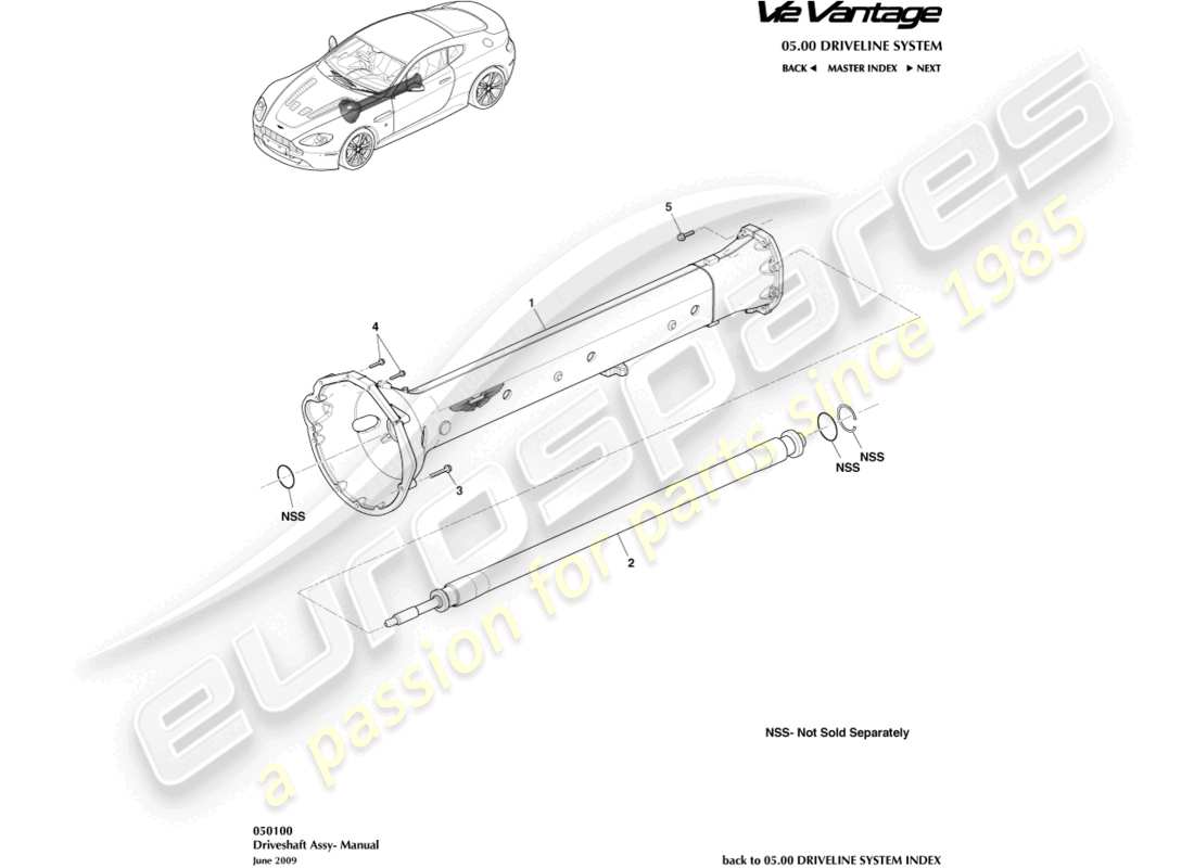 aston martin v12 vantage (2010) diagramma delle parti del gruppo albero di trasmissione