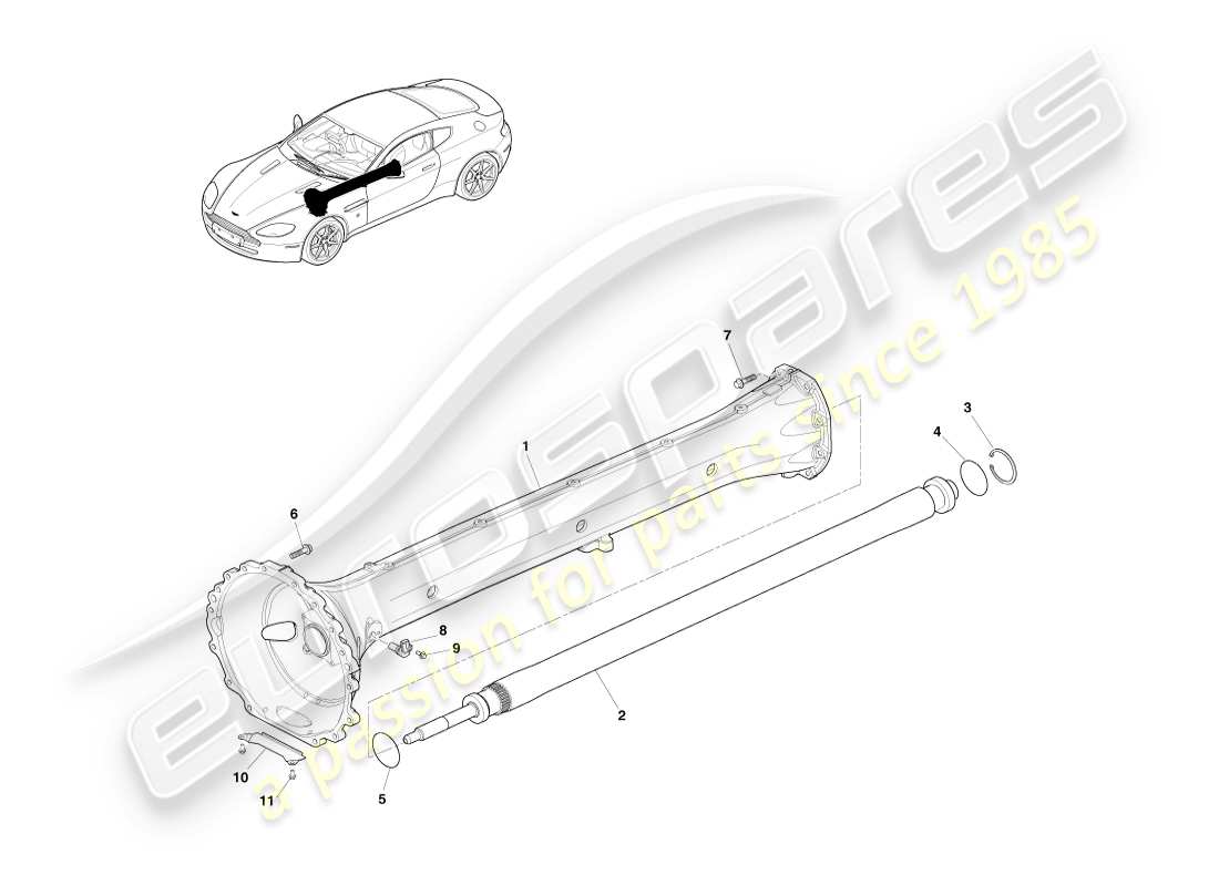 aston martin v8 vantage (2005) diagramma delle parti del gruppo albero di trasmissione