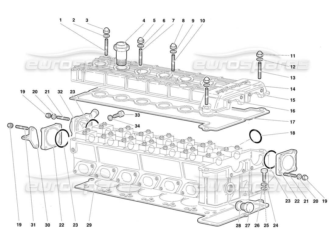 lamborghini diablo sv (1997) accessori per diagramma delle parti della testata destra