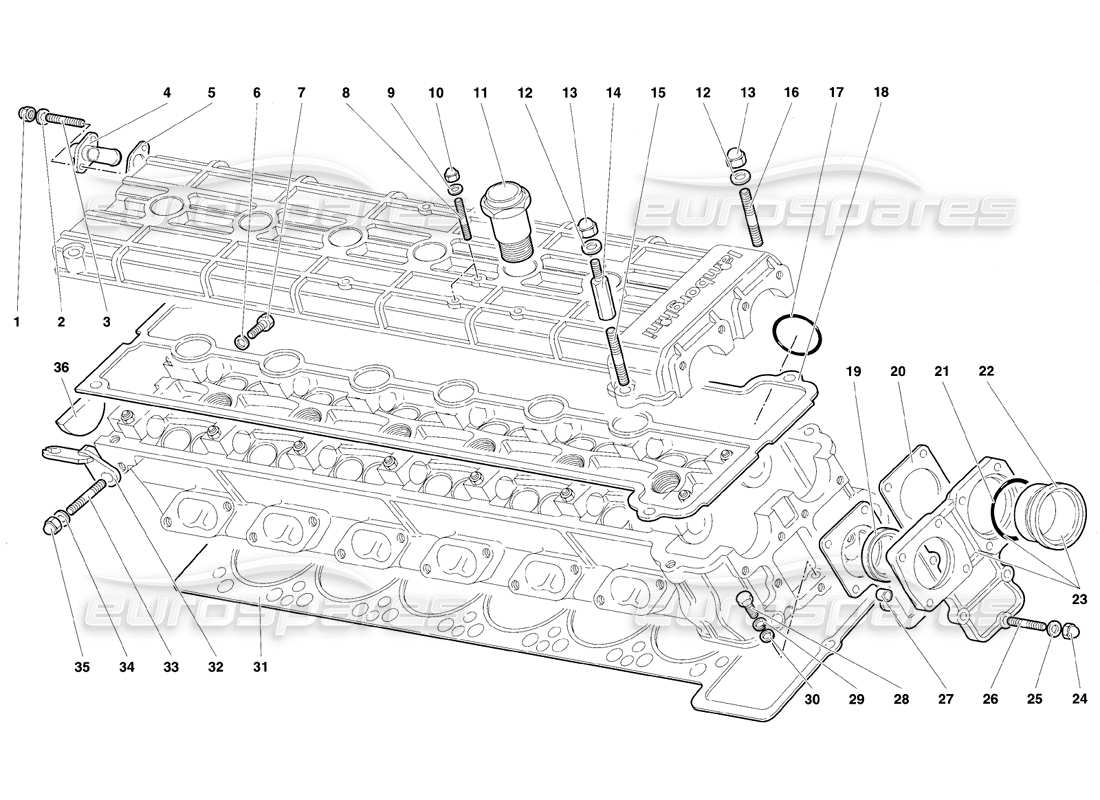 lamborghini diablo se30 (1995) accessori per diagramma delle parti della testata destra