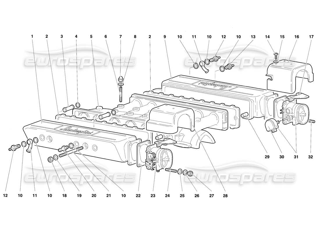 lamborghini diablo se30 (1995) collettore di aspirazione schema delle parti