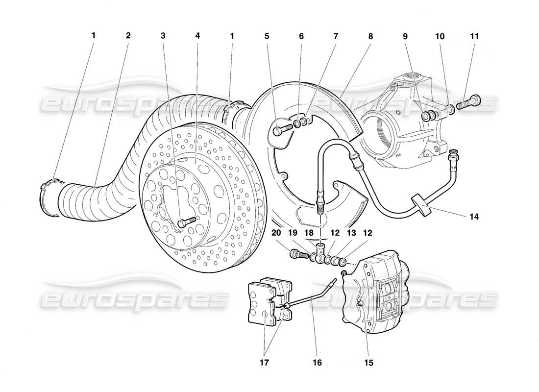 lamborghini diablo se30 (1995) freni anteriori diagramma delle parti