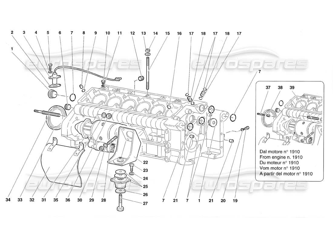 lamborghini diablo roadster (1998) schema delle parti del basamento