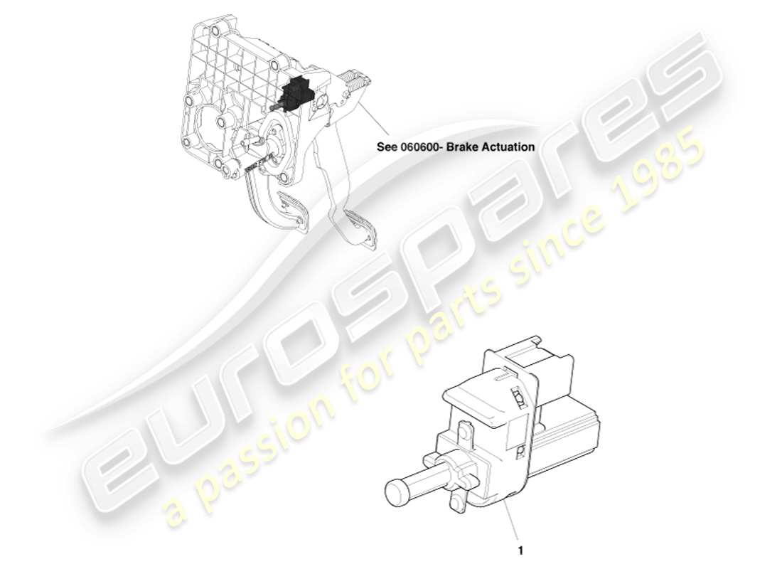aston martin v8 vantage (2005) diagramma delle parti dell'interruttore del pedale della frizione