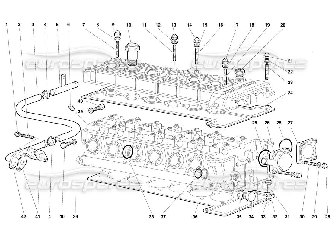 lamborghini diablo sv (1997) accessori per lo schema delle parti della testata sinistra