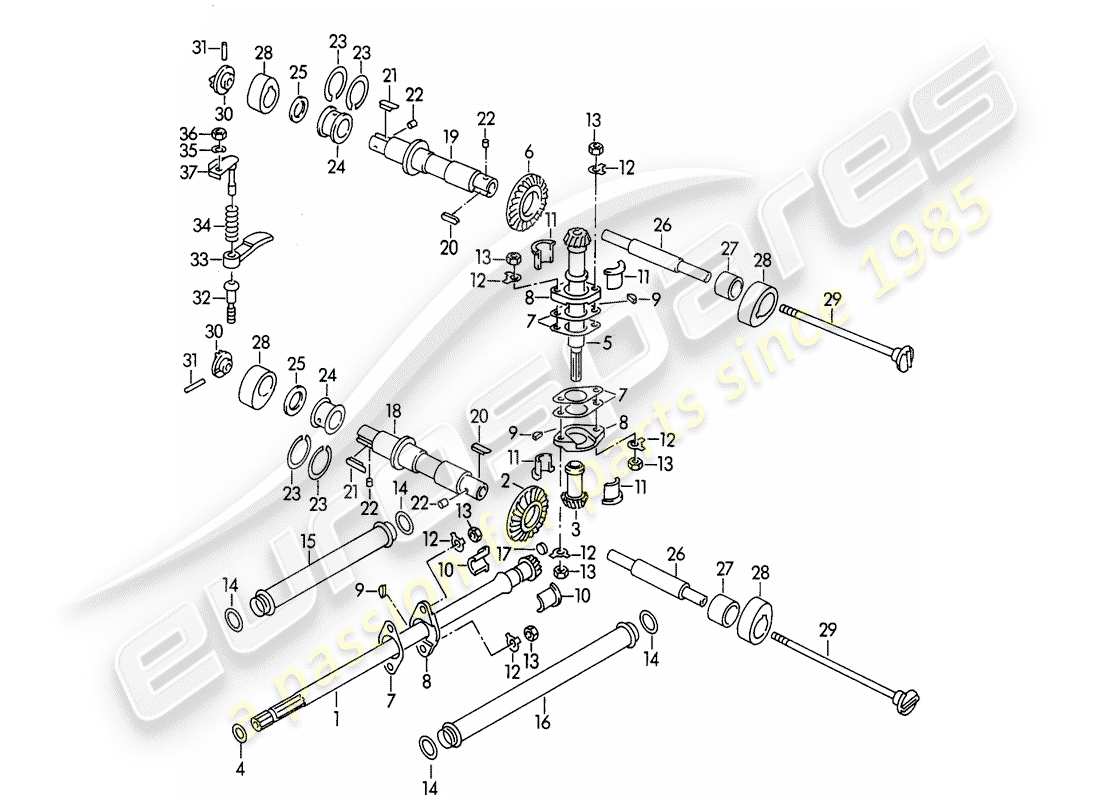 un diagramma delle parti dal catalogo delle parti porsche 1956 (356/356a)