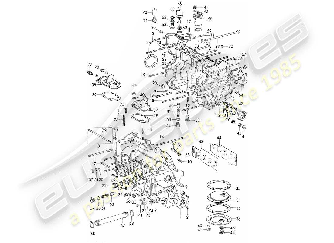 un diagramma delle parti dal catalogo delle parti porsche 1969 (911/912)