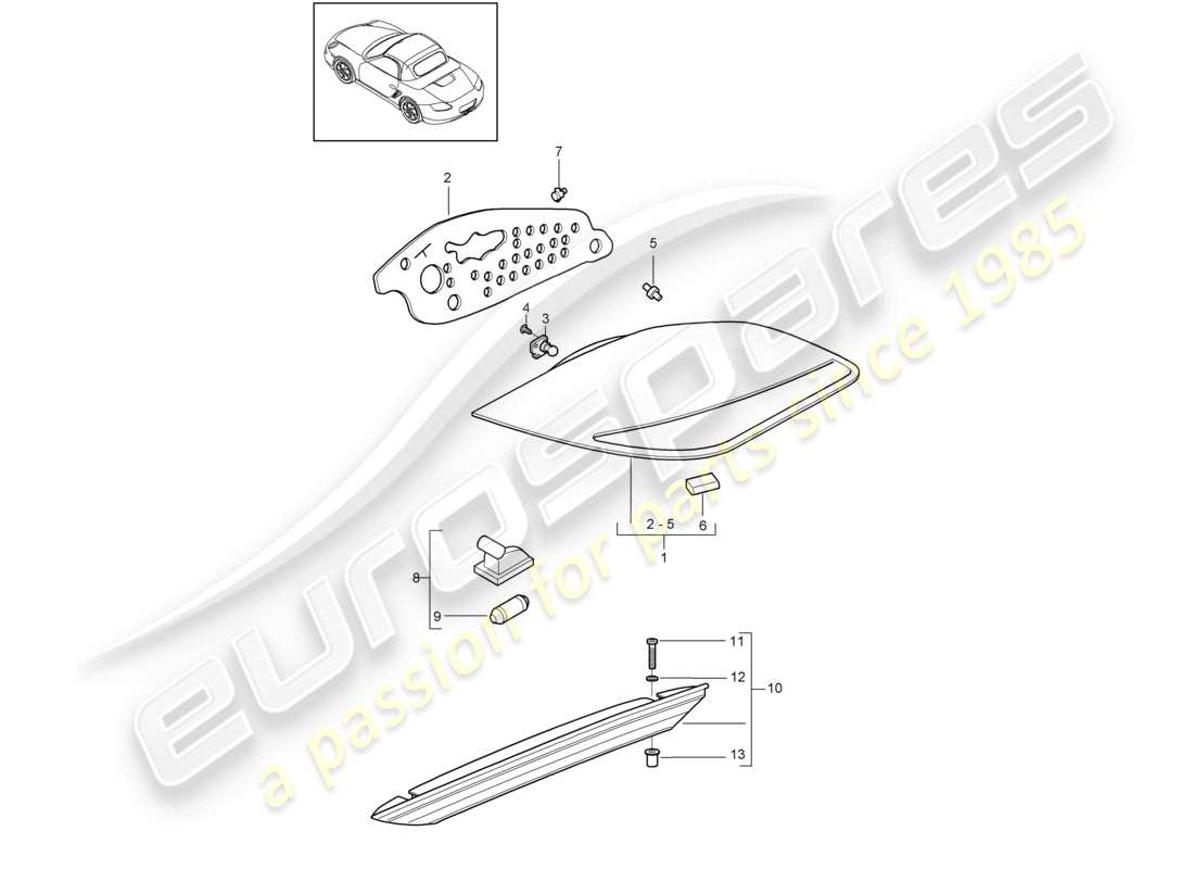 un diagramma delle parti dal catalogo delle parti porsche 2011 (987 boxster)