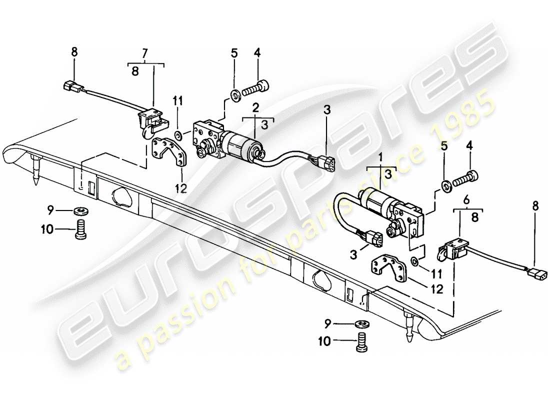 porsche 1989 (911) capote - chiusura - regolabile elettricamente diagramma delle parti