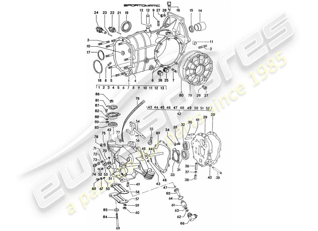 porsche 1974 (914) cassa trasmissione diagramma delle parti