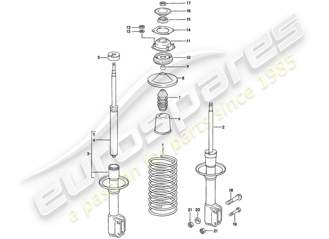 porsche 1987 (924s) sospensioni - ammortizzatore diagramma delle parti