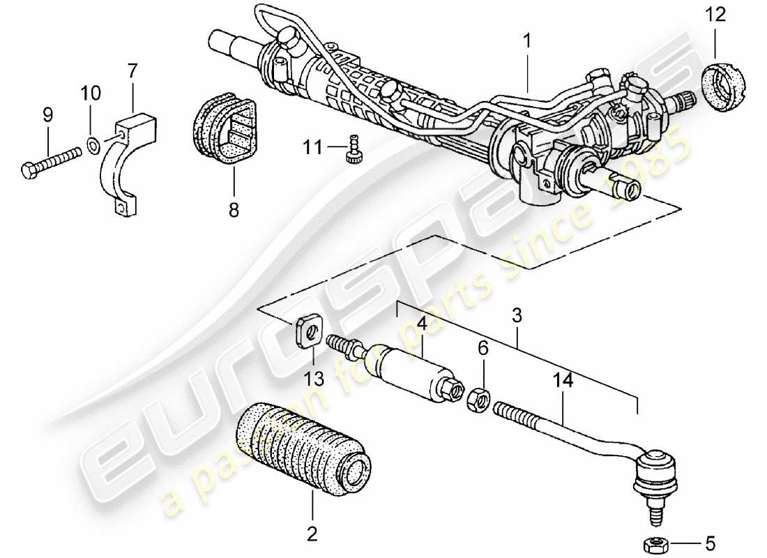 porsche 1996 (993) sterzo - parti sterzo diagramma delle parti