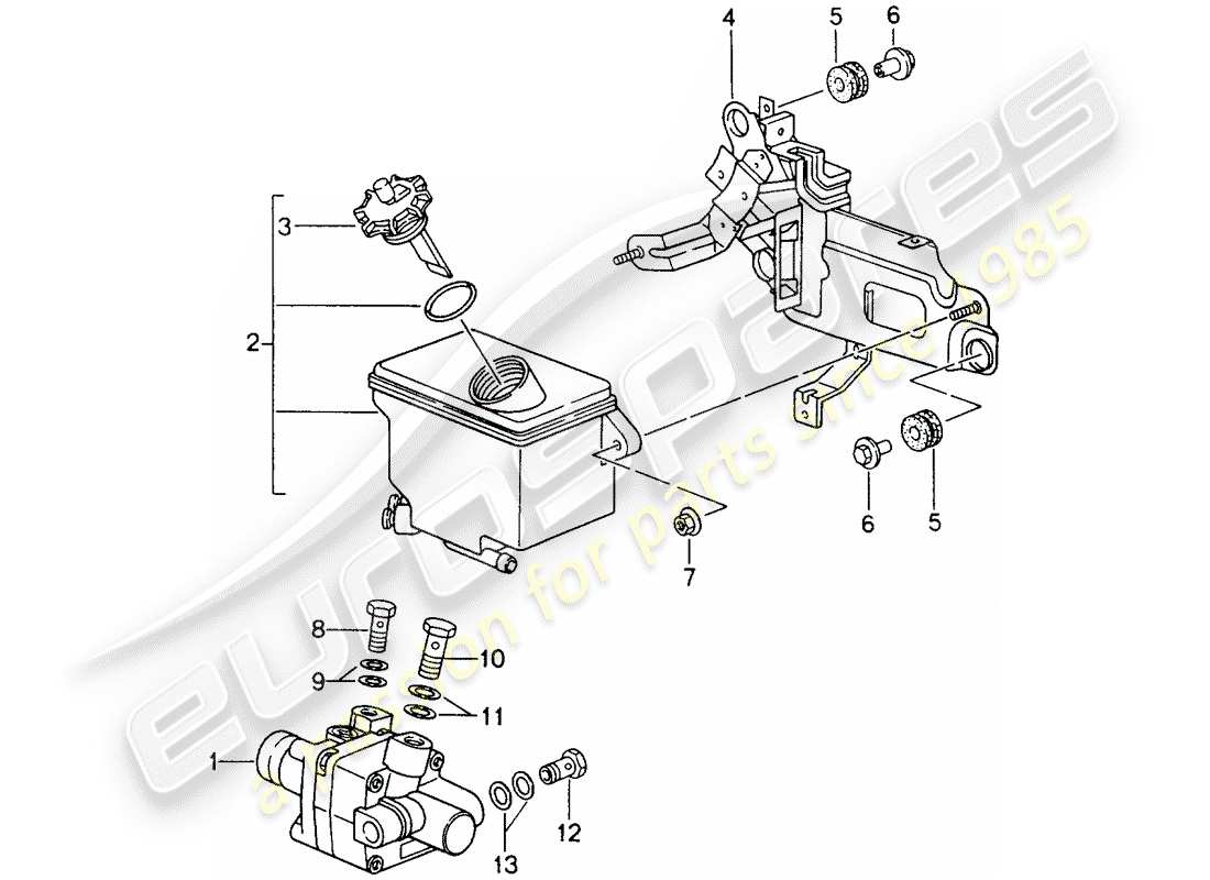 porsche 1996 (993) idroguida - pompa idroguida - contenitore diagramma delle parti
