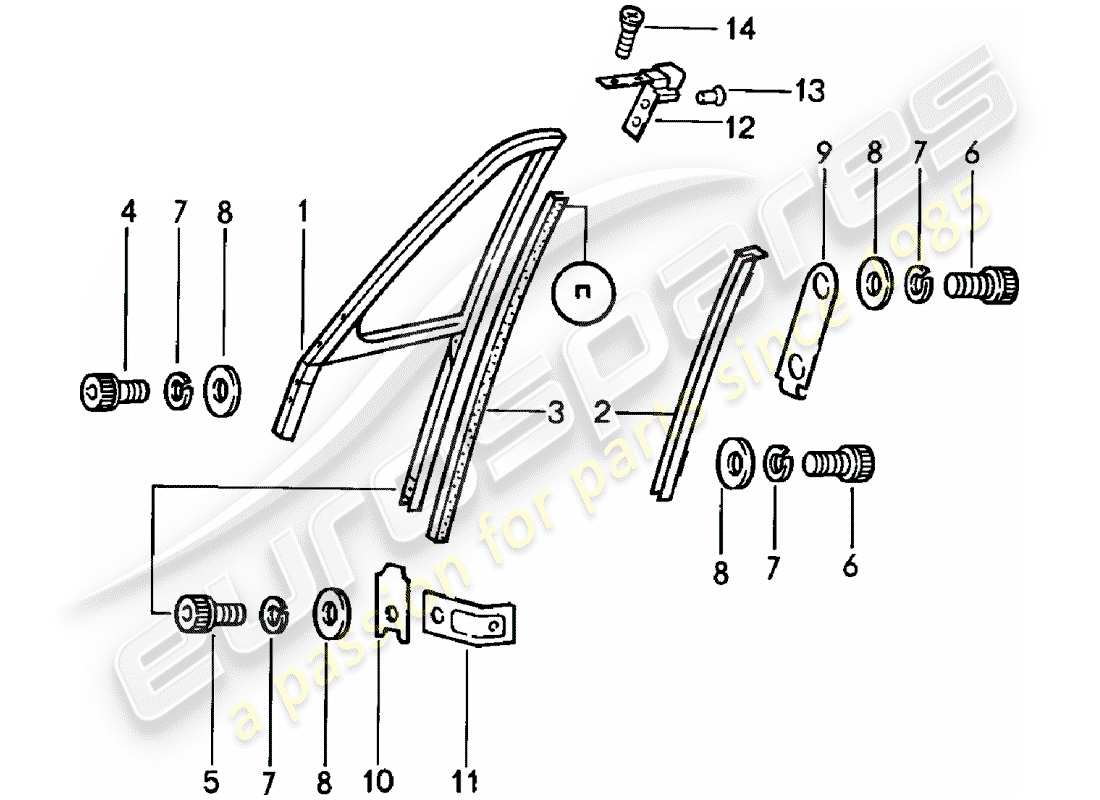 porsche 1981 (911) cornice della finestra diagramma delle parti