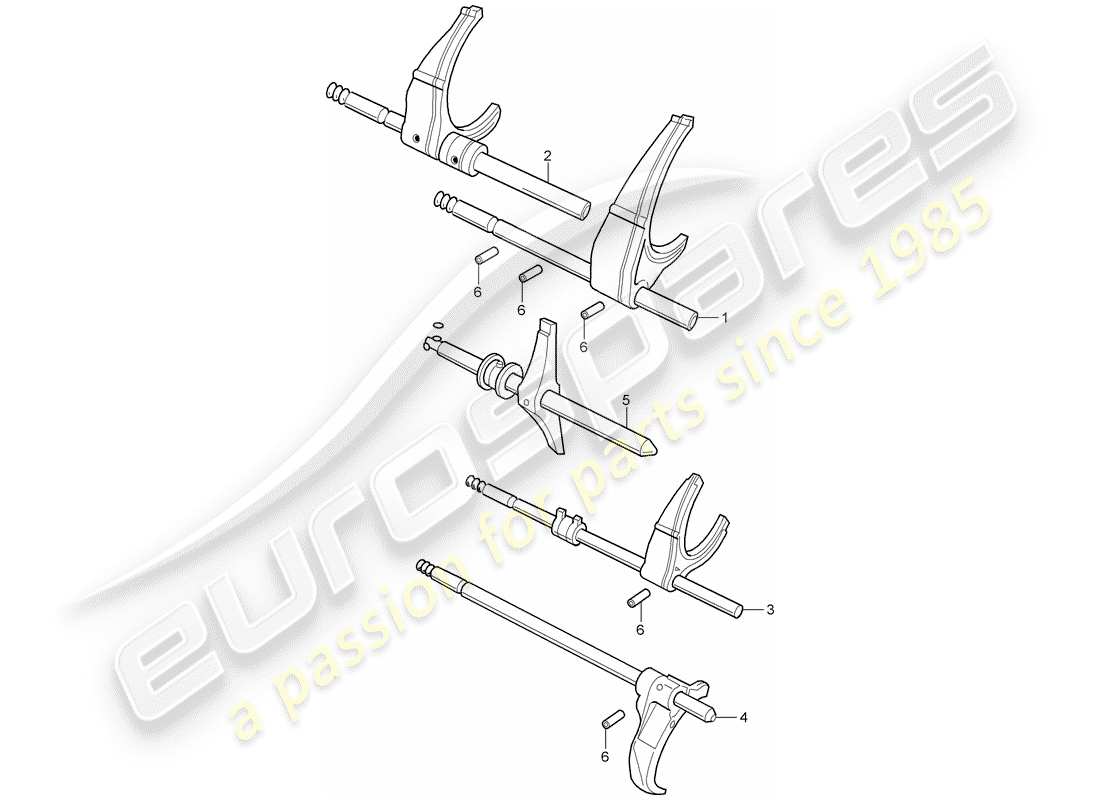 porsche 2005 (996) albero selettore - forcella selettore diagramma delle parti