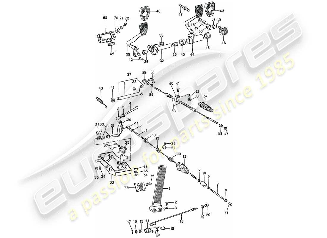 porsche 1977 (911) pedali diagramma delle parti
