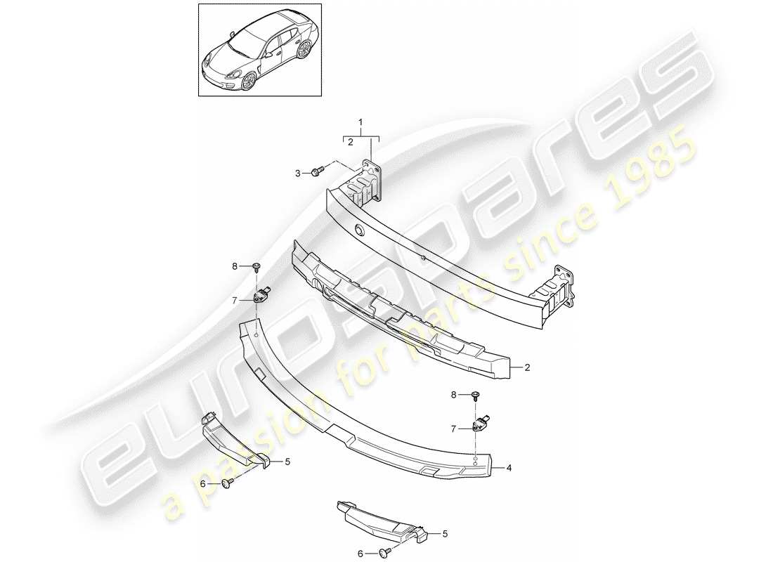 porsche 2014 (panamera 970) staffa paraurti diagramma delle parti