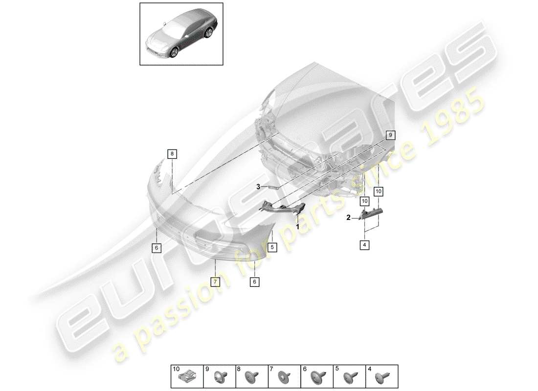 porsche 2018 (panamera 971-1) diagramma delle parti degli elementi di fissaggio