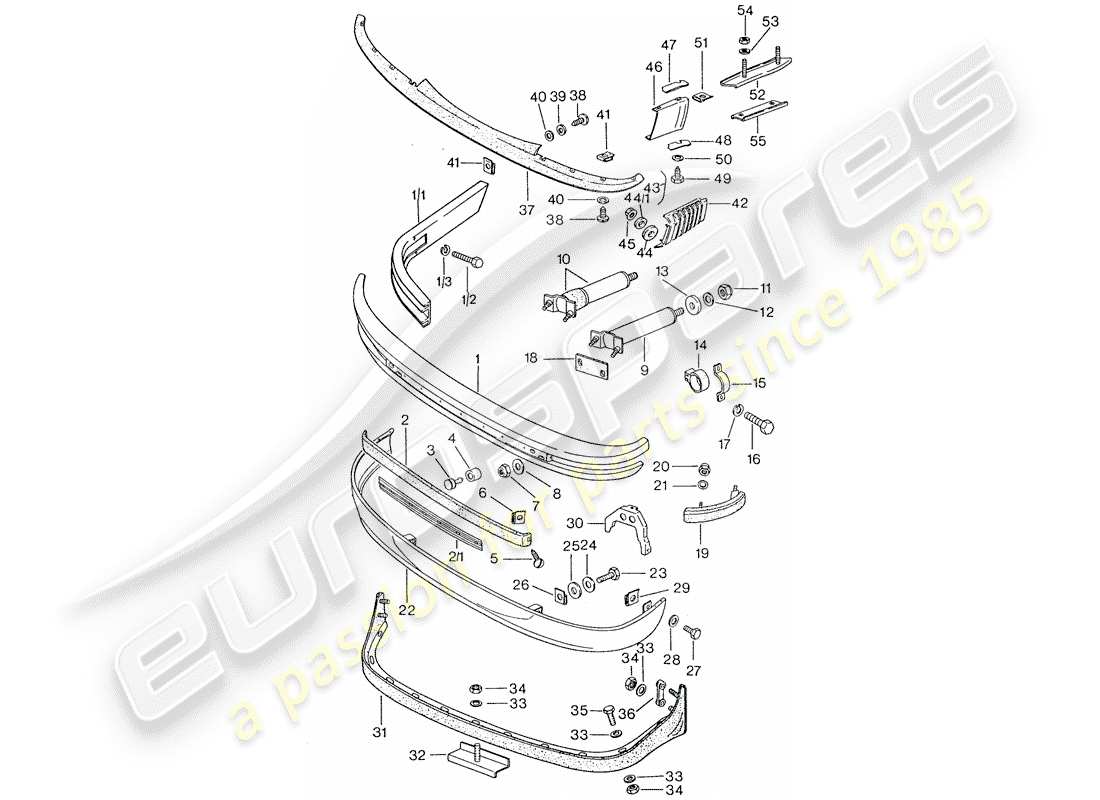 porsche 1976 (911) paraurti diagramma delle parti