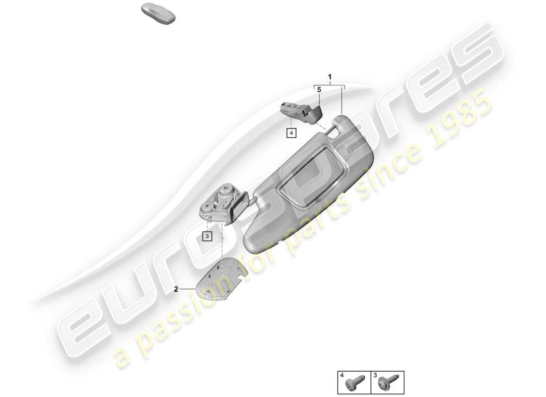 porsche 2019 (718 boxster spyder) schema delle parti delle visiere parasole