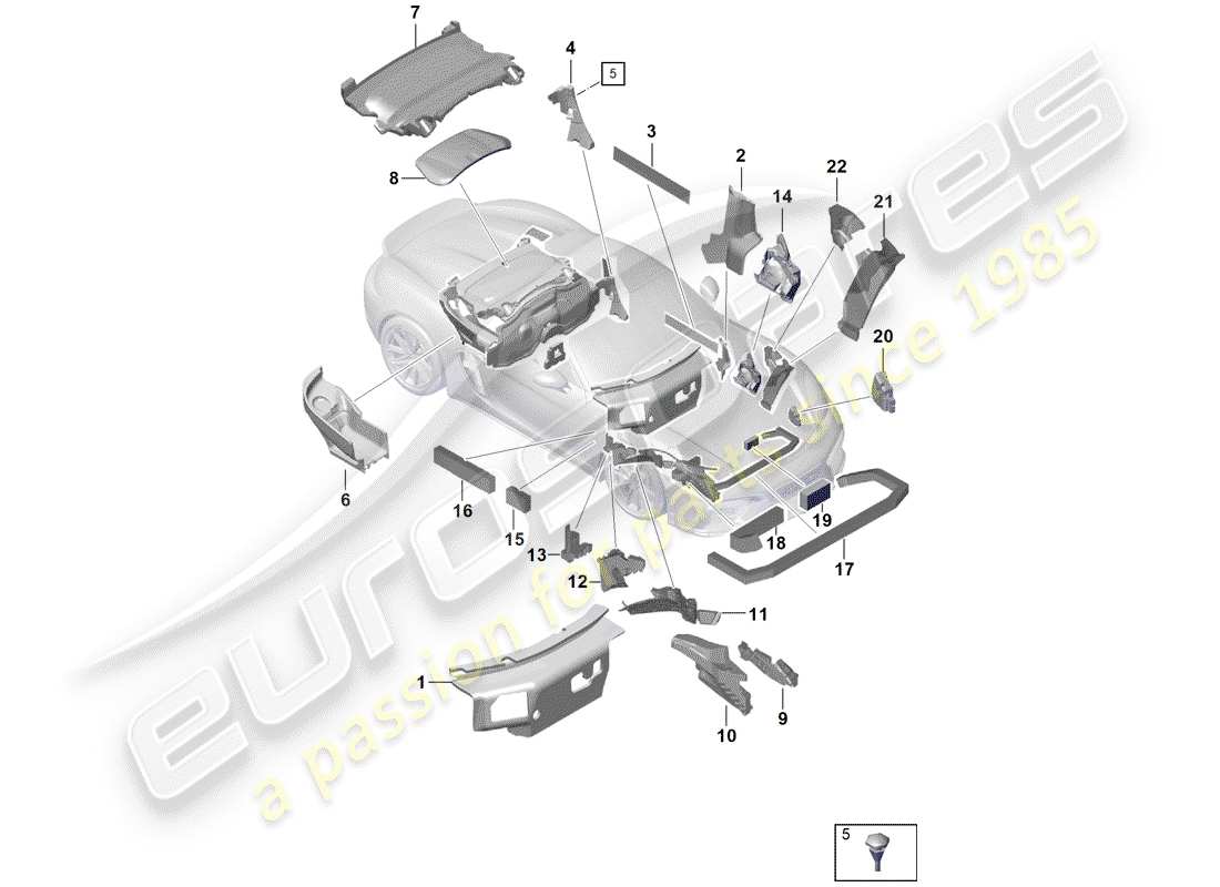 porsche 2019 (718 boxster spyder) schema delle parti della carrozzeria