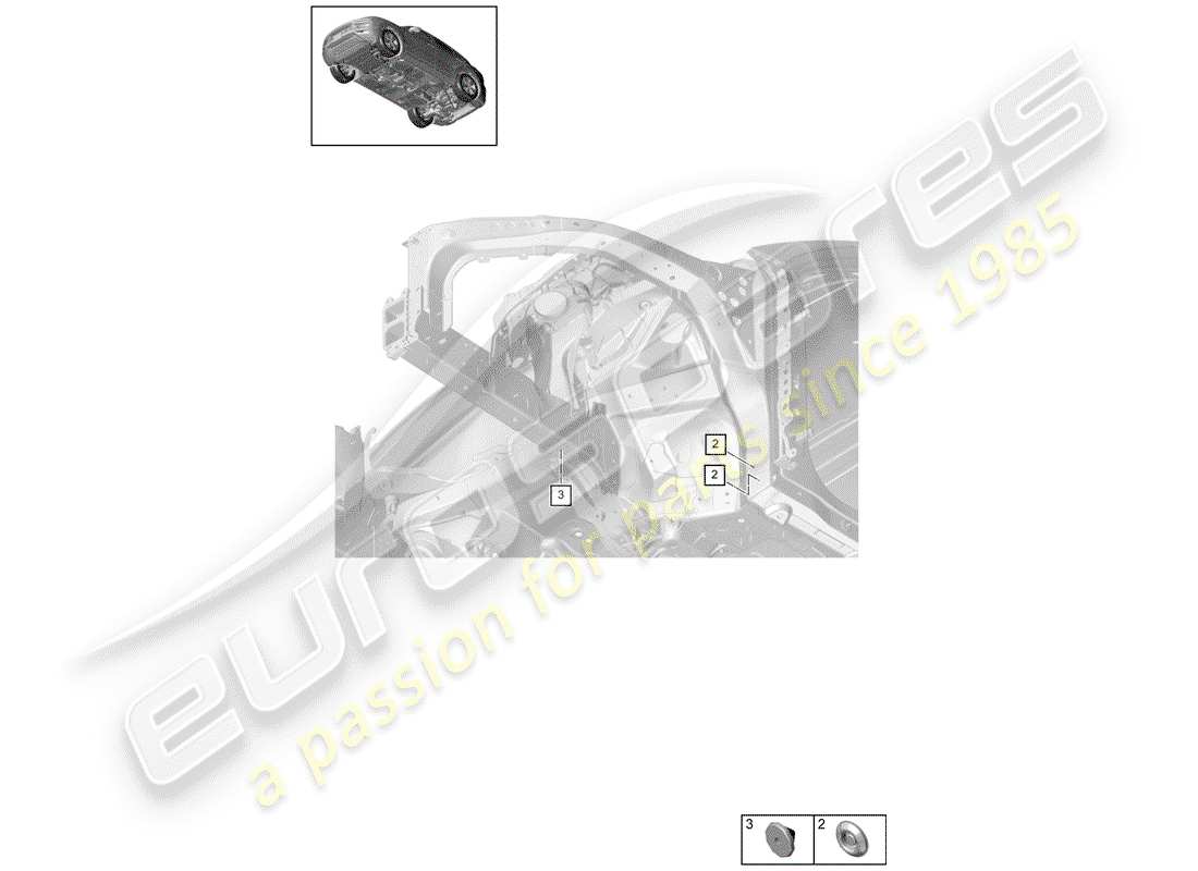 porsche 2018 (cayenne e3 9ya/9yb) tappo diagramma delle parti