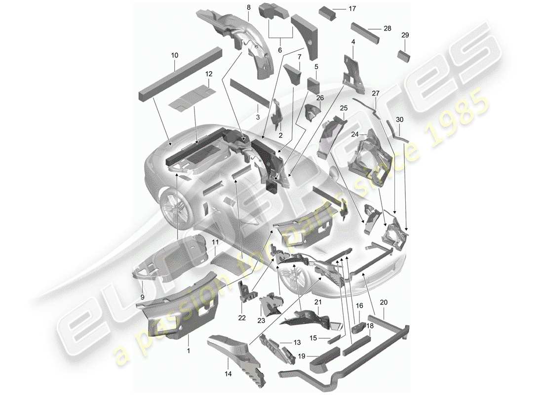 porsche 2013 (991-1) schema delle parti della carrozzeria