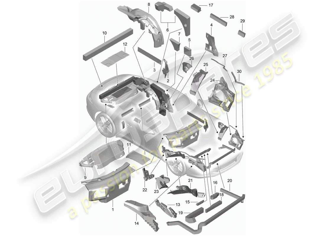 porsche 991 (2013) schema delle parti della carrozzeria