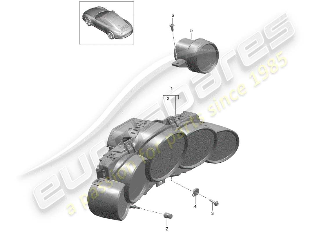 porsche 2013 (991-1) diagramma delle parti degli strumenti