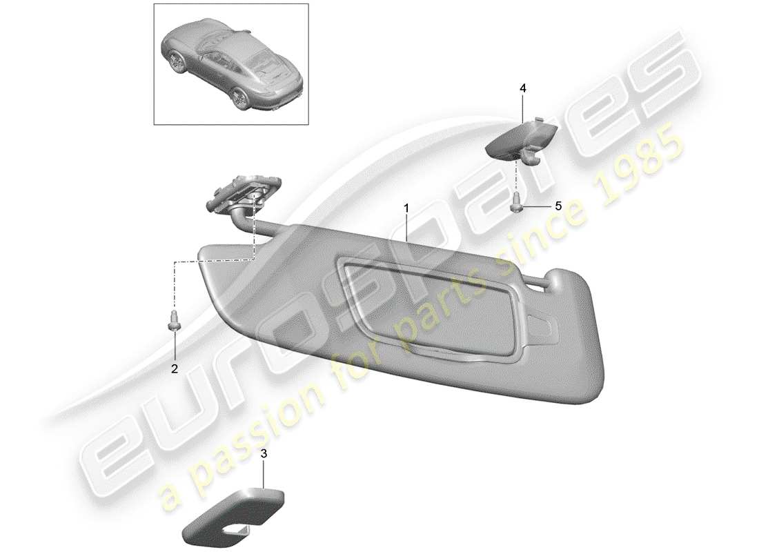 porsche 2013 (991-1) visiere da sole diagramma delle parti