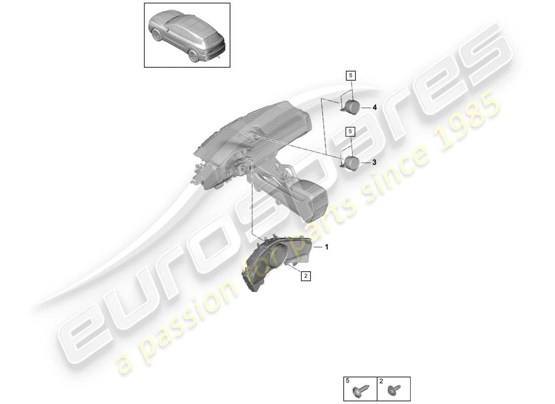 porsche 2018 (cayenne e3 9ya/9yb) strumentazione diagramma delle parti