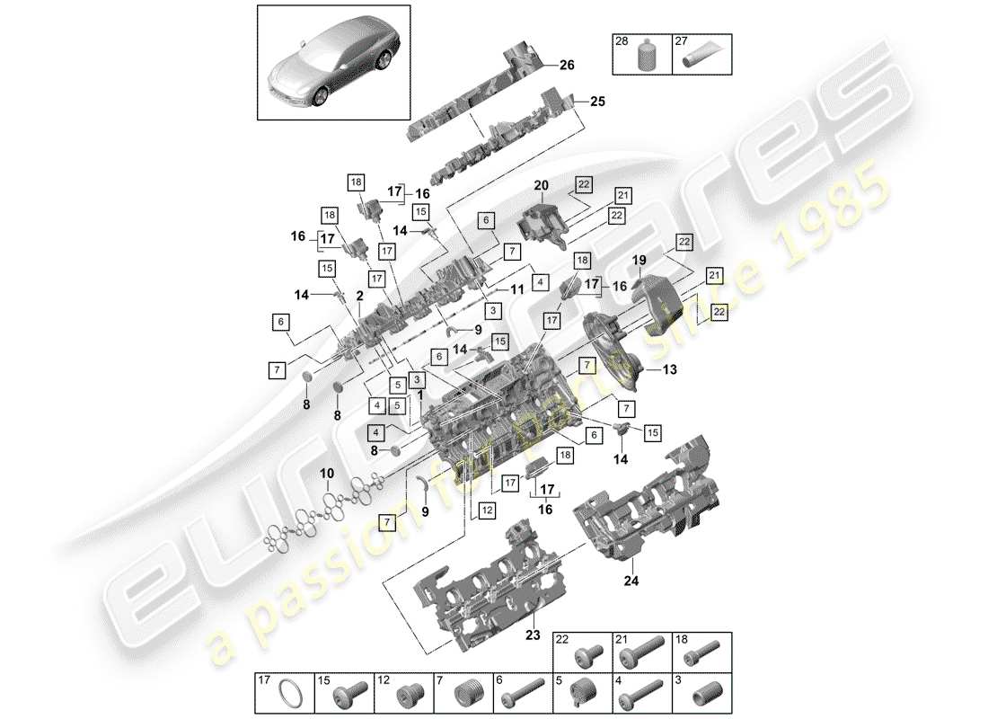 porsche 2018 (panamera 971-1) coperchio della testata diagramma delle parti