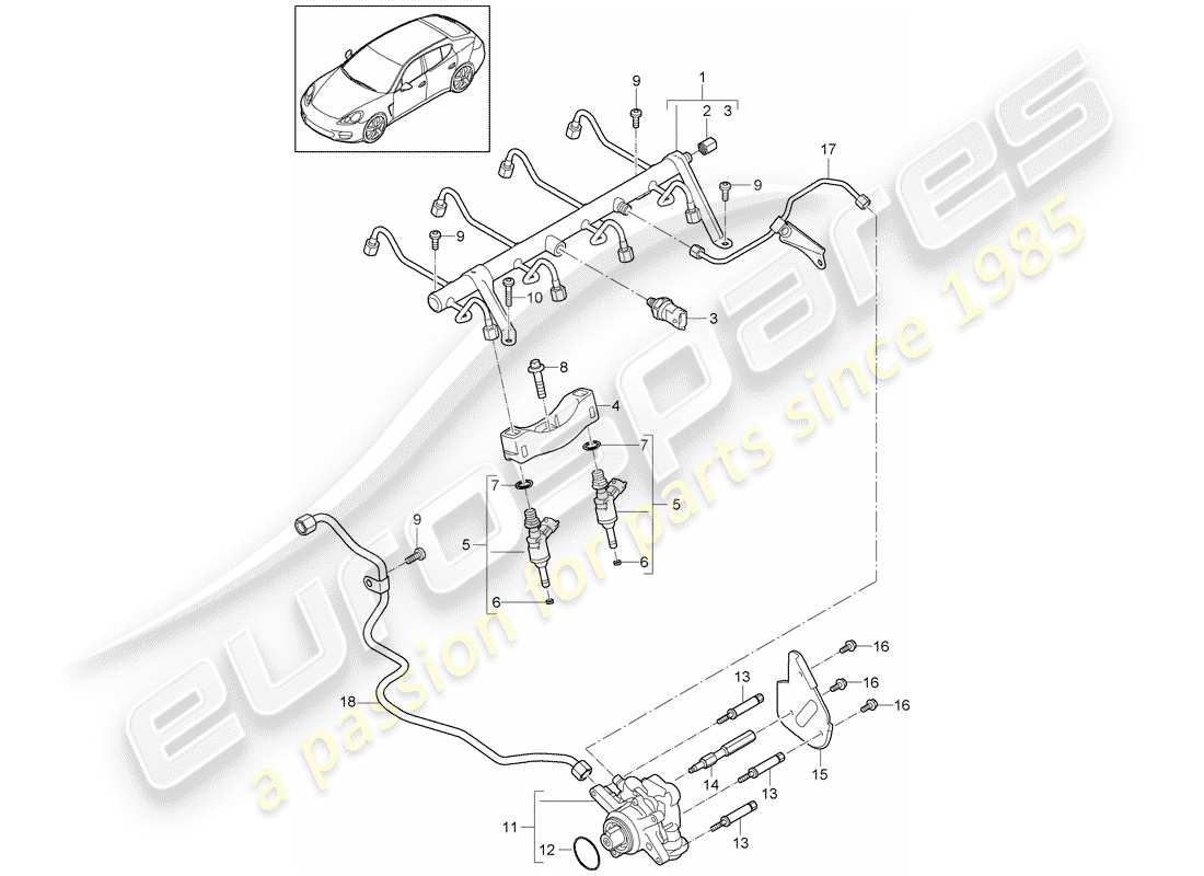 porsche 2013 (panamera 970) tubo di raccolta carburante diagramma delle parti