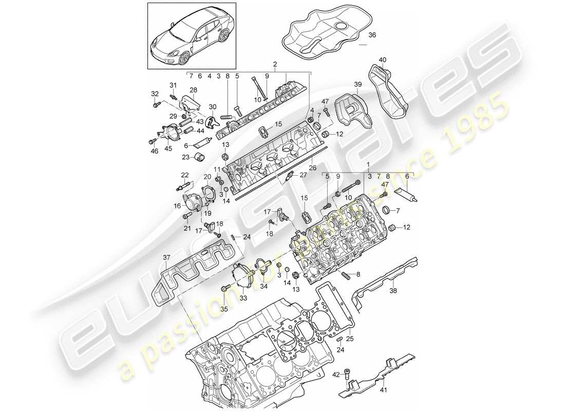 porsche 2013 (panamera 970) testata diagramma delle parti
